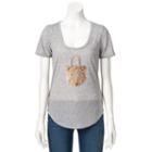 Women's Juicy Couture Foiled Graphic Tee, Size: Medium, Light Grey