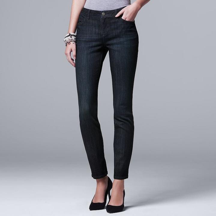 Women's Simply Vera Vera Wang Straight-leg Jeans, Size: 12, Dark Blue