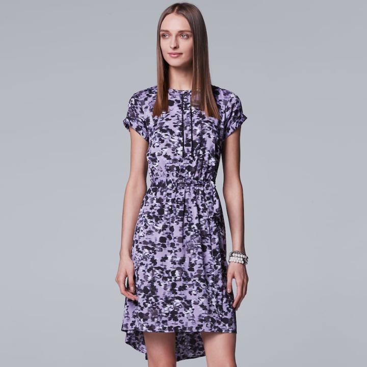 Women's Simply Vera Vera Wang High-low Shirtdress, Size: Large, Med Purple