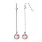 Pink Round Stone Chain Drop Earrings, Women's