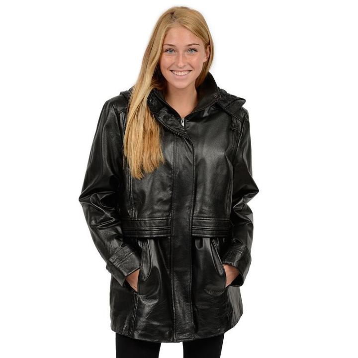 Excelled Nappa Leather Parka, Women's, Size: Medium, Black