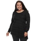 Plus Size Apt. 9&reg; Asymmetrical Hem Tunic Sweater, Women's, Size: 0x, Black