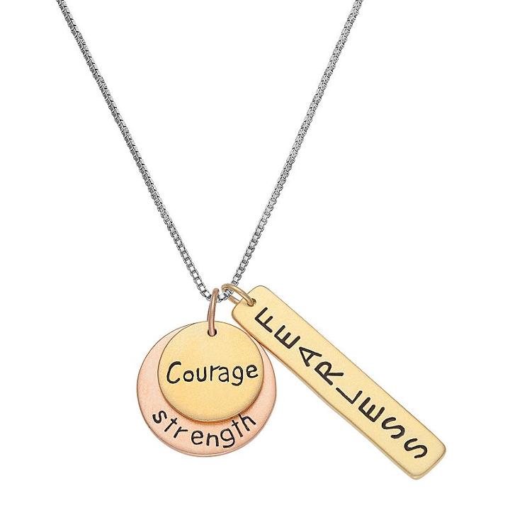 Tri-tone Inspirational Charm Necklace, Women's, Size: 18, Grey
