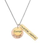 Tri-tone Inspirational Charm Necklace, Women's, Size: 18, Grey