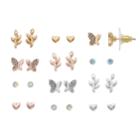 Lc Lauren Conrad Butterfly, Vine & Heart Nickel Free Stud Earring Set, Women's, Multicolor
