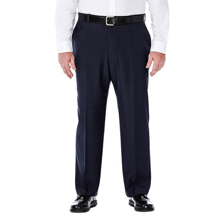 Big & Tall Haggar&reg; Eclo&trade; Stria No-iron Classic-fit Flat-front Dress Pants, Men's, Size: 48x29, Blue