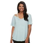 Juniors' Plus Size Mudd&reg; Strappy V-neck Tee, Teens, Size: 1xl, Med Blue