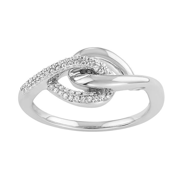Sterling Silver 1/6 Carat T.w. Diamond Intertwined Ring, Women's, Size: 7, White