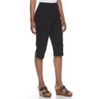 Women's Croft & Barrow&reg; Buttoned-hem Pull On Capris, Size: Large, Black