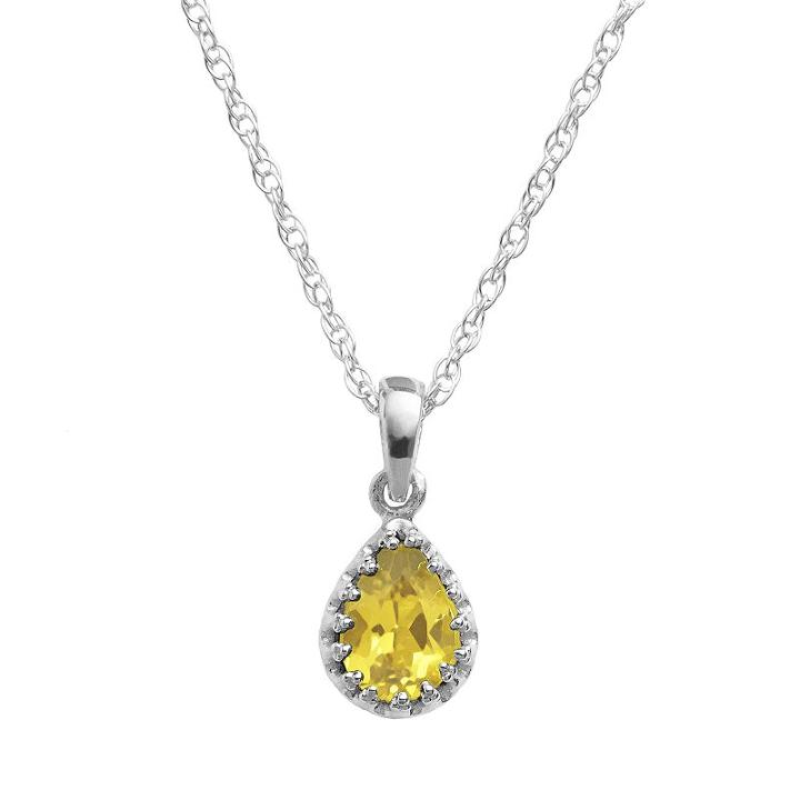 Tiara Sterling Silver Citrine Teardrop Pendant, Women's, Size: 18, Orange