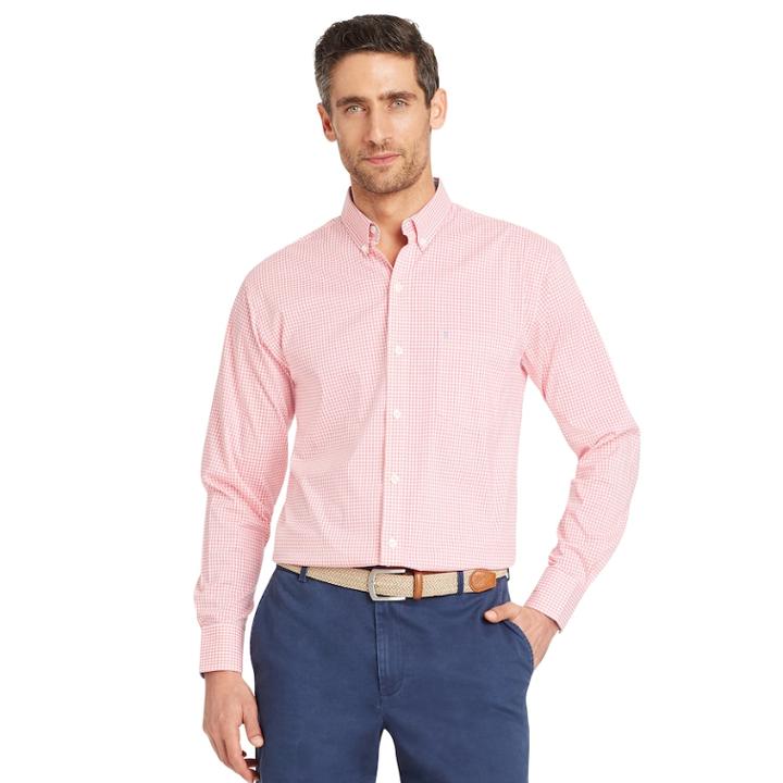 Men's Izod Classic-fit Essential Gingham Woven Button-down Shirt, Size: Xxl, Light Pink