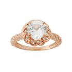 Lab-created White Sapphire 14k Rose Gold Over Silver Halo Ring, Women's, Size: 7