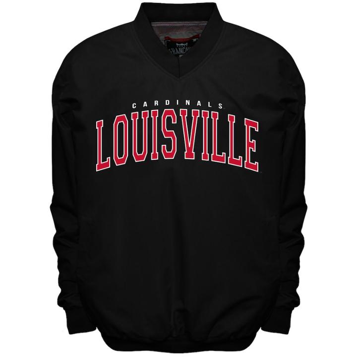 Men's Franchise Club Louisville Cardinals Members Windbreaker Pullover, Size: Medium, Black