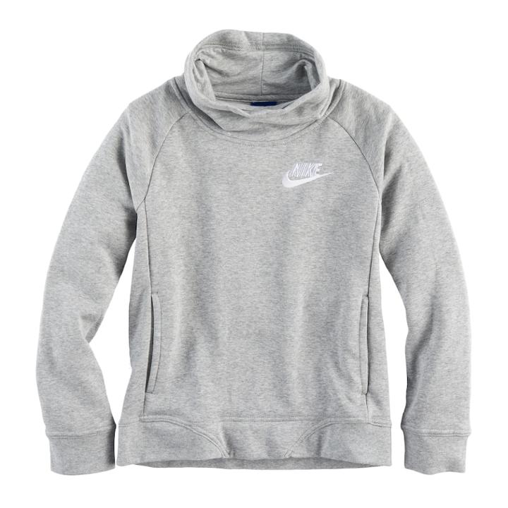 Girls 7-16 Nike Funnel Neck Sweatshirt, Size: Medium, Grey Other