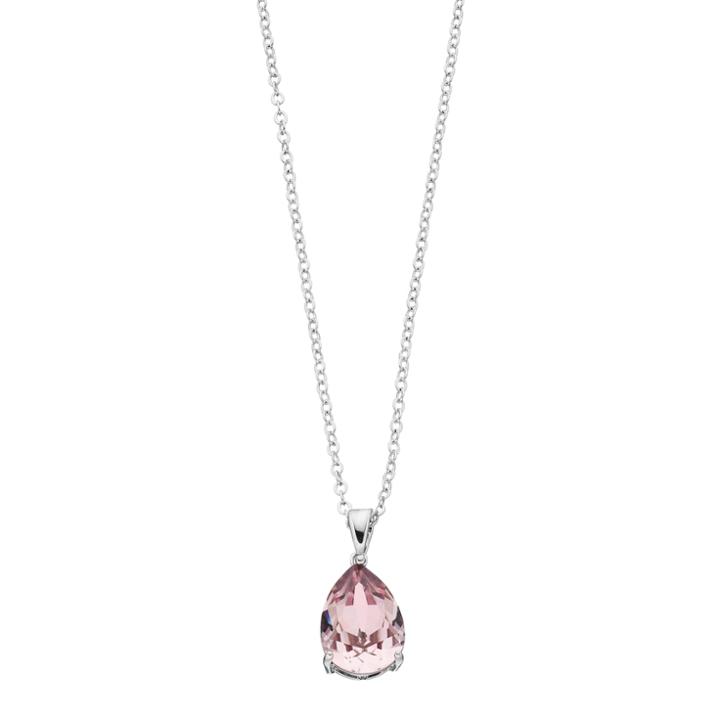 Brilliance Silver Tone Teardrop Pendant Necklace With Swarovski Crystals, Women's, Pink