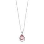 Brilliance Silver Tone Teardrop Pendant Necklace With Swarovski Crystals, Women's, Pink