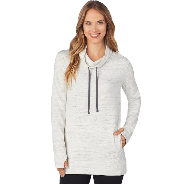 Women's Cuddl Duds Comfortwear Tunic, Size: Medium, Beige