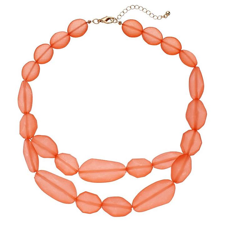 Oblong Bead Chunky Swag Necklace, Women's, Light Pink