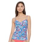 Women's Croft & Barrow&reg; Bust Enhancer Twist Tankini Top, Size: 10, Med Blue