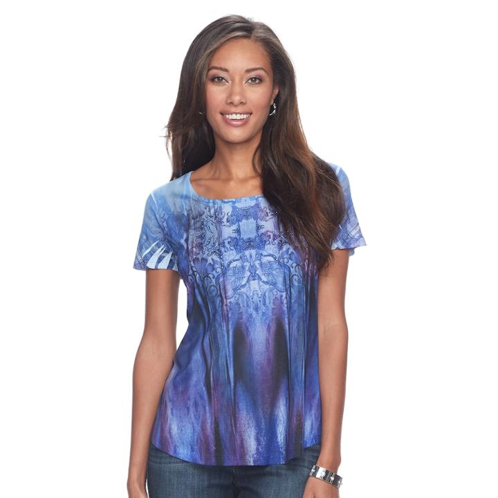 Women's World Unity Printed Scoopneck Tee, Size: Small, Blue Other