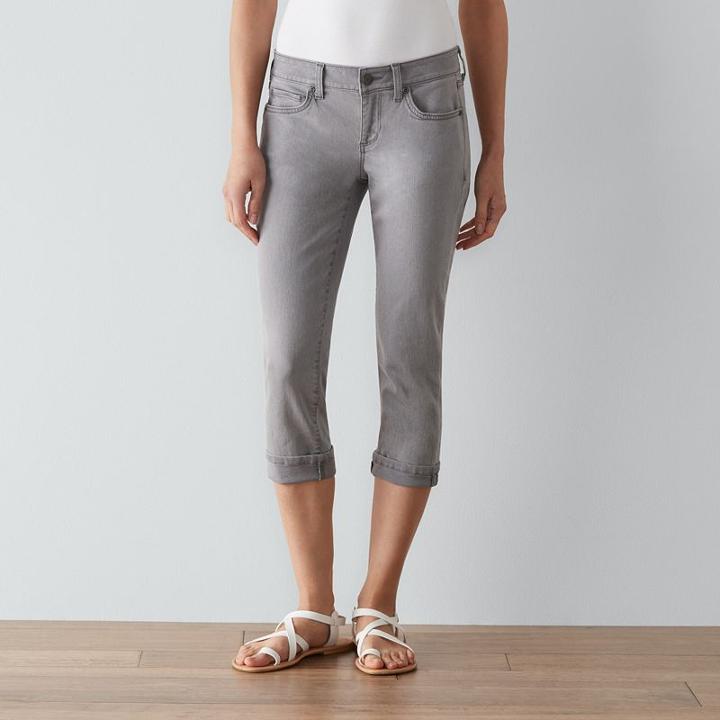 Petite Sonoma Goods For Life&trade; Cuffed Capri Jeans, Women's, Size: 10 Petite, Grey