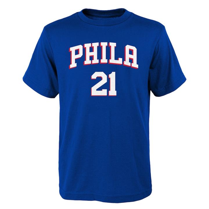 Boys 8-20 Philadelphia 76ers Joel Embiid Player Name & Number Replica Tee, Size: M 10-12, Blue Other