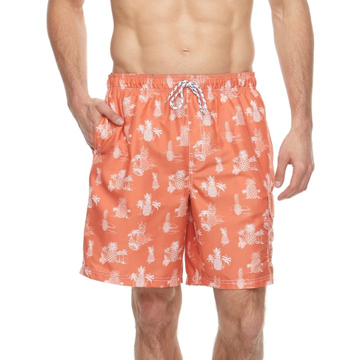 Big & Tall Croft & Barrow&reg; Pineapple Printed Swim Trunks, Men's, Size: 3xl Tall, Med Red