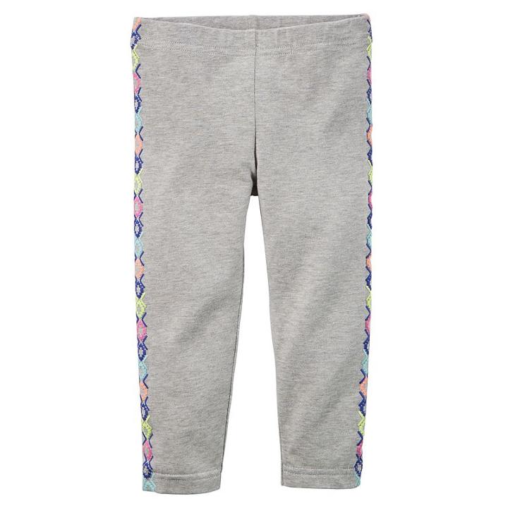 Girls 4-8 Carter's Puff-print Capri Leggings, Girl's, Size: 4, Light Grey