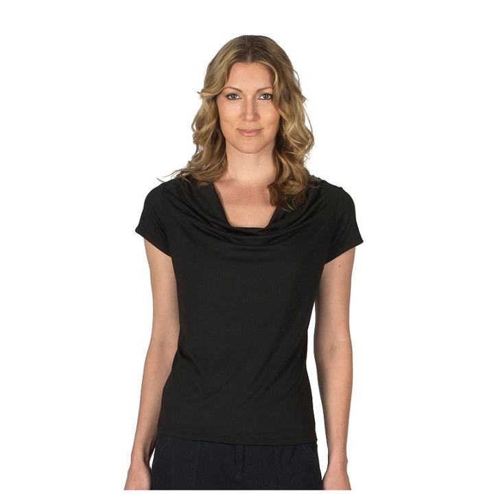 Women's Larry Levine Cowlneck Top, Size: Large, Black