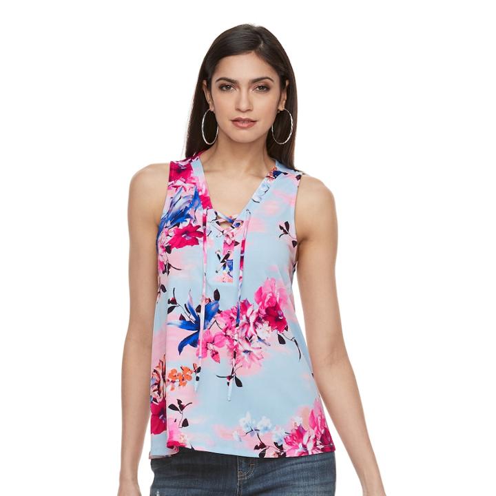 Women's Jennifer Lopez Lace-up Tank, Size: Large, Black