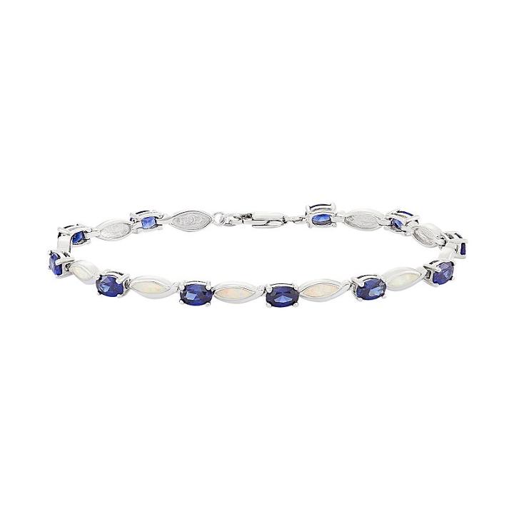 Lab-created Opal & Cubic Zirconia Sterling Silver Bracelet, Women's, Size: 7, Purple