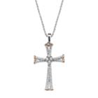 Sterling Silver 1/5 Carat T.w. Diamond Cross Pendant, Women's, Size: 18, White
