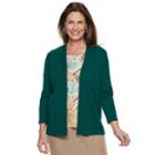 Petite Alfred Dunner Studio Mock-layer Print Cardigan, Women's, Size: Xl Petite, Emerald Multi