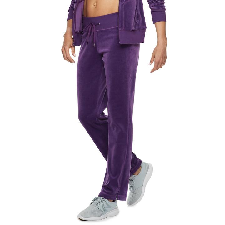 Women's Tek Gear&reg; Velour Mid-rise Sweatpants, Size: Medium, Drk Purple