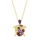 18k Gold Over Silver Gemstone Turtle Pendant, Women's, Size: 18, Multicolor
