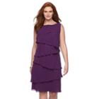 Plus Size Chaps Tiered Georgette Sheath Dress, Women's, Size: 24 W, Purple