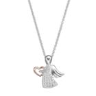 Silver Expressions By Larocks Silver Plated Cubic Zirconia Heart & Angel Pendant, Women's, Grey