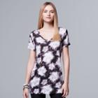 Women's Simply Vera Vera Wang Print V-neck Tee, Size: Medium, Oxford
