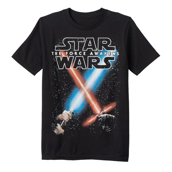 Boys 8-20 Star Wars: Episode Vii The Force Awakens Glow-in-the-dark Battle Sabers Tee, Boy's, Size: Large, Black