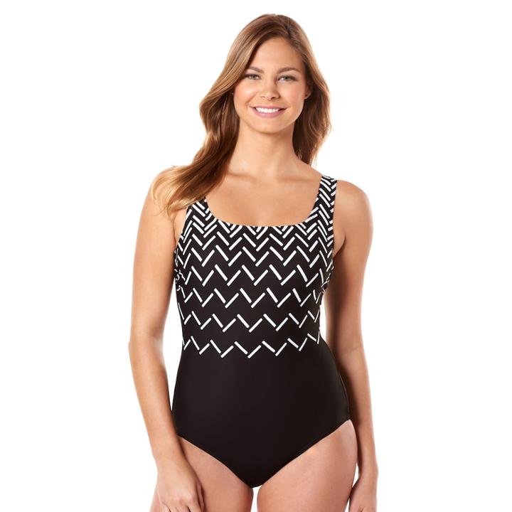 Women's Reebok Visual Touch One-piece Swimsuit, Size: 10, Oxford