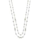 Napier Silver Tone Long Double Strand Necklace, Women's, White