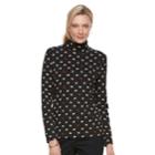 Women's Croft & Barrow&reg; Long Sleeve Mockneck Top, Size: Medium, Black