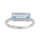 Sterling Silver Blue Topaz & White Sapphire Rectangle Ring, Women's, Size: 7