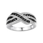1/3 Carat T.w. Black Diamond Sterling Silver Crisscross Ring, Women's, Size: 7