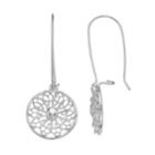 Flower Openwork Disc Nickel Free Drop Earrings, Women's, Silver