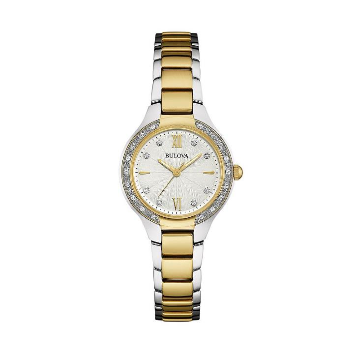 Bulova Women's Maiden Lane Diamond Two Tone Stainless Steel Watch - 98r221, Multicolor
