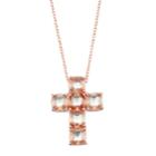 14k Rose Gold Over Silver Simulated Morganite Doublet Cross Pendant, Women's, Size: 18, Pink