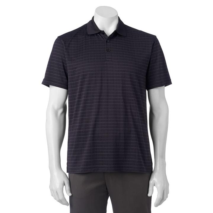 Men's Haggar Classic-fit Windowpane Performance Polo, Size: Xl, Black