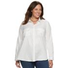 Plus Size Croft & Barrow&reg; Classic Soft Button-down Shirt, Women's, Size: 3xl, White