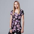 Women's Simply Vera Vera Wang Print Scoopneck Tee, Size: Large, Dark Grey